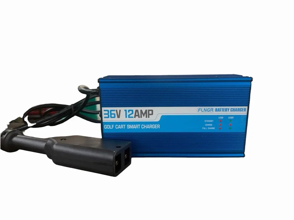 FLNGR 36V 12A Golf Cart Smart Battery Charger D Plug EZGO TXT Lead Acid